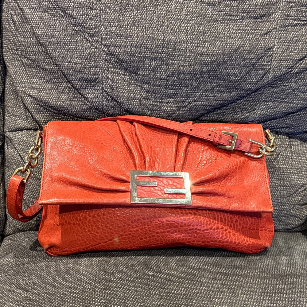 Fendi Mia Flap Shoulder Bag- Red Leather - Picture 3 of 16